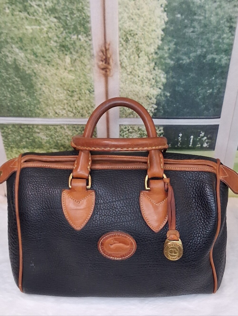 ​Vintage 1988 Dooney & Bourke All-Weather Leather Black Satchel